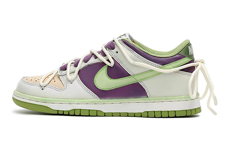 

Кроссовки Nike Dunk Skateboard Shoes Women's Low-Top White Purple/Green