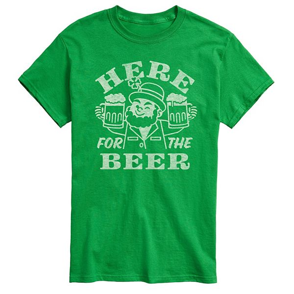 

Мужская футболка с принтом "here for the beer" в стиле distressed Licensed Character, Green