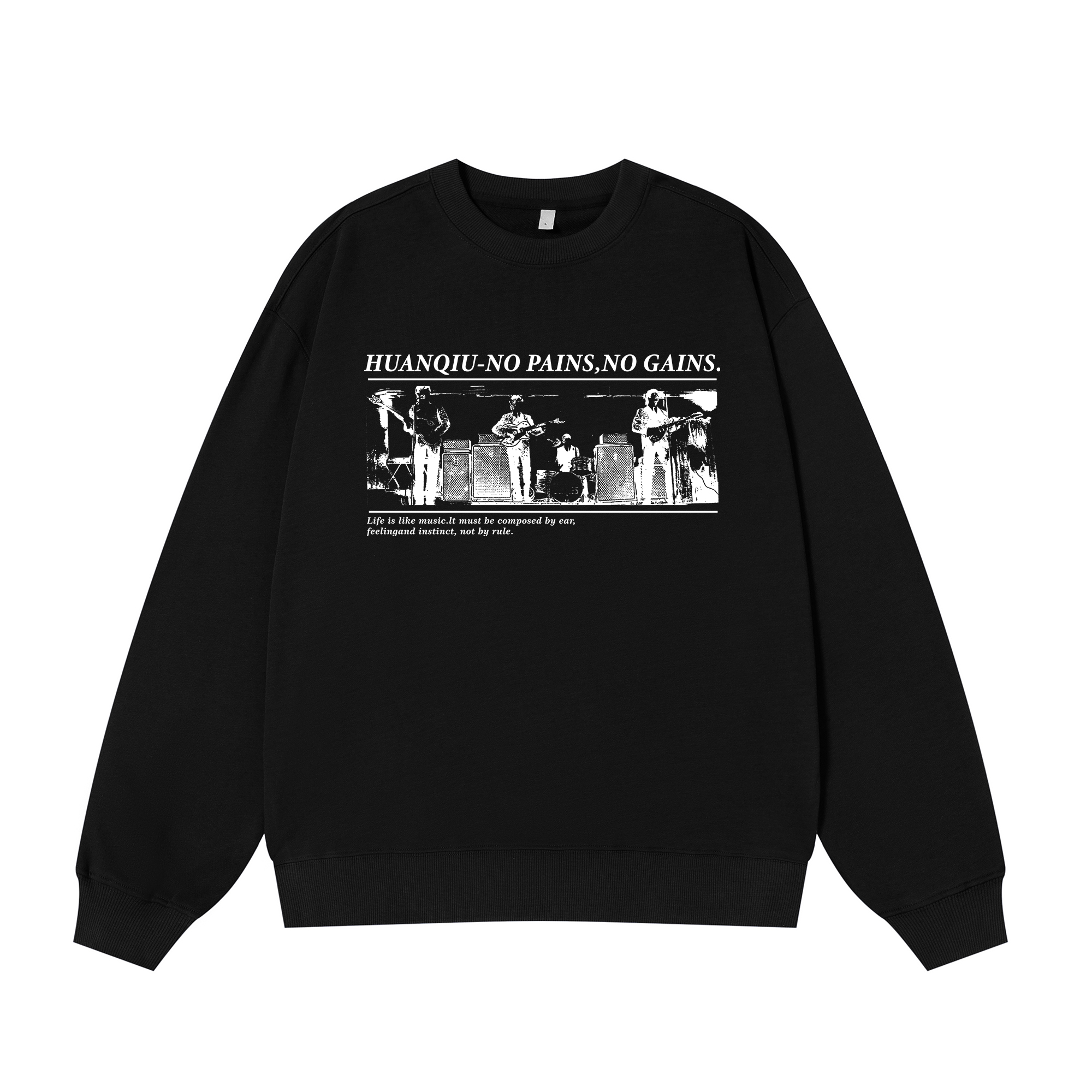 

Свитшот с круглым вырезом Unisex HUANQIU, черный (fleece-lined)