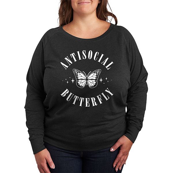 

Футболка с длинным рукавом French Terry Plus Size Antisocial Butterfly Licensed Character, Heather Charcoal, Черный, Футболка с длинным рукавом French Terry Plus Size Antisocial Butterfly Licensed Character, Heather Charcoal