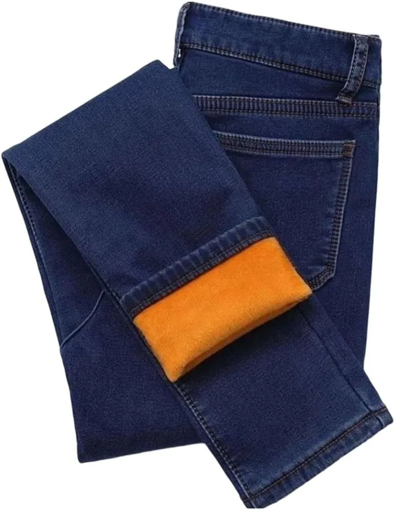 

Женские джинсы с высокой талией, утепленные, облегающие