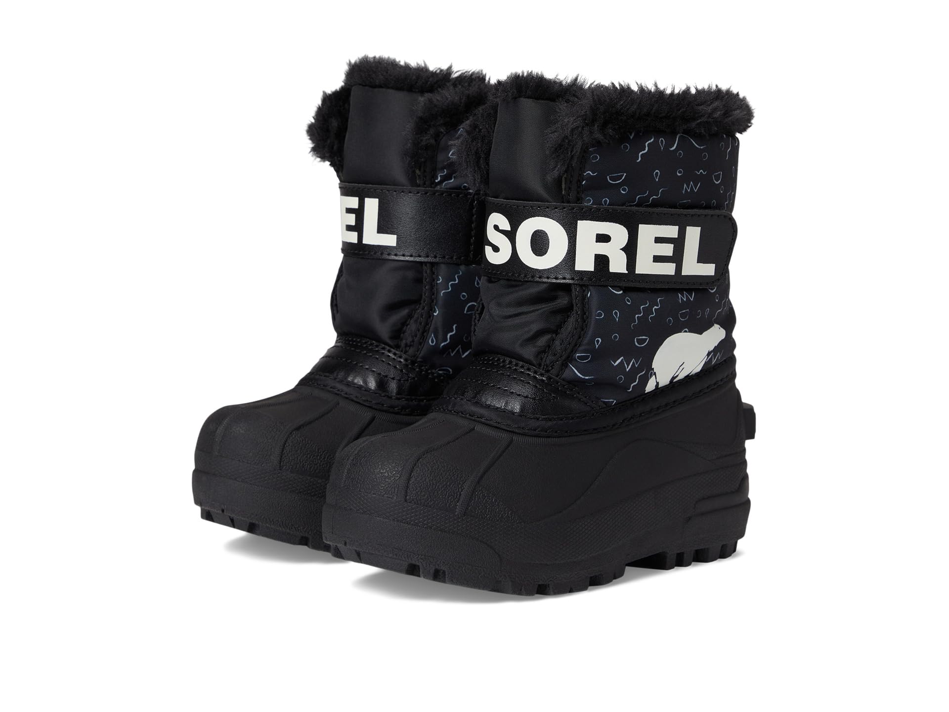 

Ботинки SOREL Kids Childrens Snow Commander, цвет Black/Bright Red