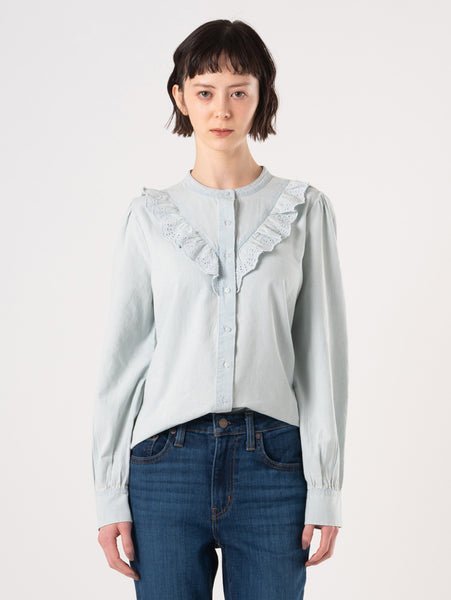 Блузка с кокеткой Levi's, Medium Indigo - Flat Finish