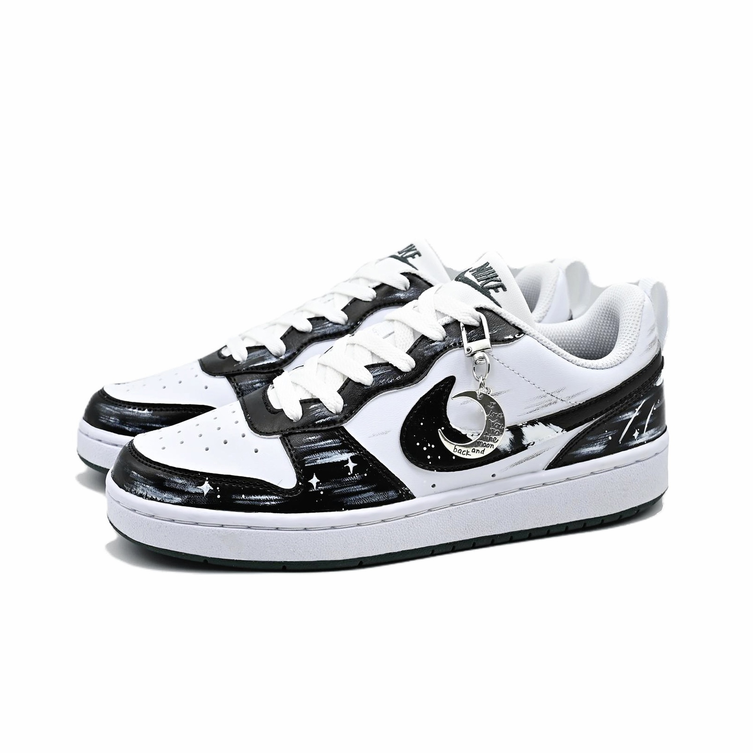 Nike Кроссовки для скейтбординга Court Borough Lunar Eclipse Star Slip Resistant Abrasion Resistant низкие детские Black White — фото 3