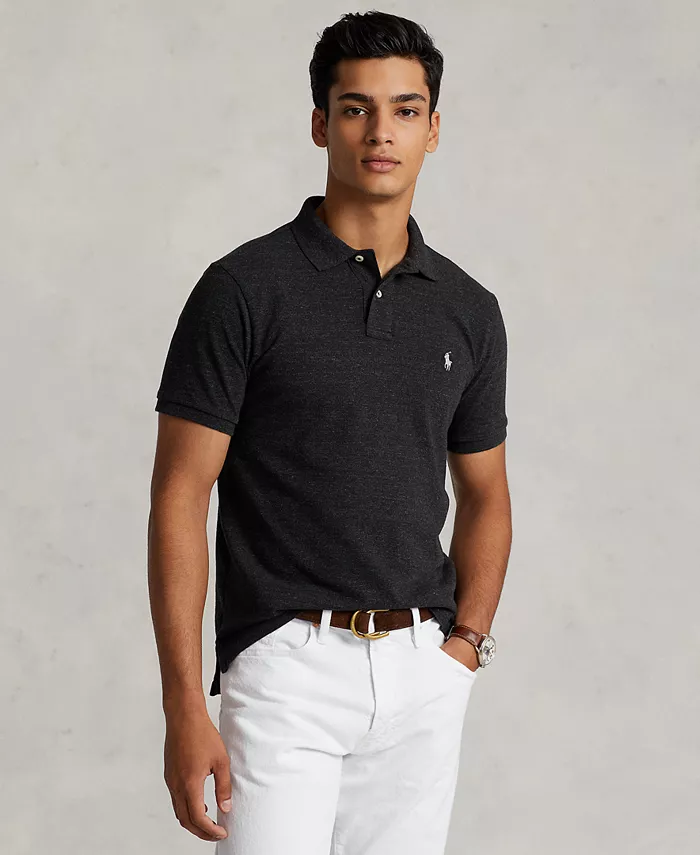 

Мужская поло Custom Slim Fit с сетчатой тканью Polo Ralph Lauren, черный