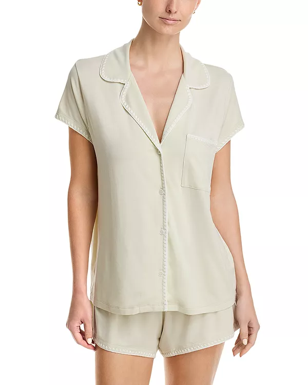 

Комплект короткой пижамы Frida с вышитым узором. Eberjey, зеленый