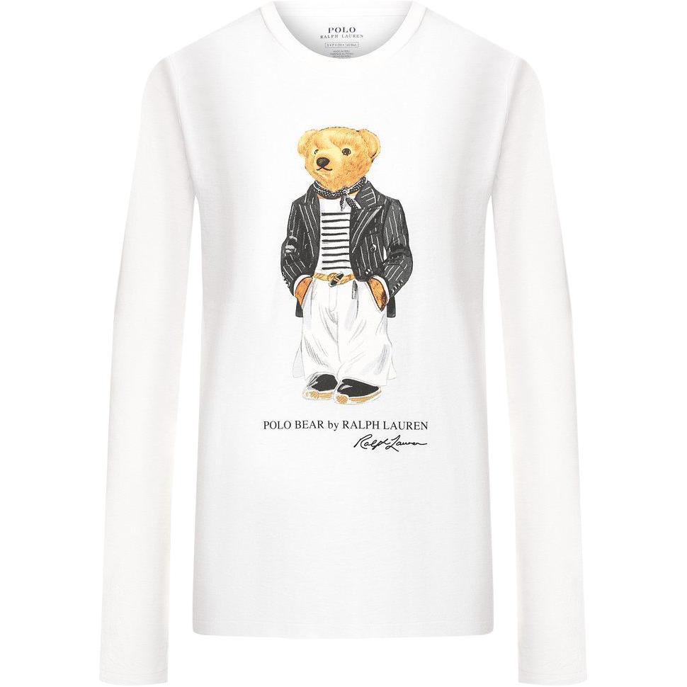 

Polo Ralph Lauren Футболка с принтом медведя с длинным рукавом и круглым вырезом, женская, белая