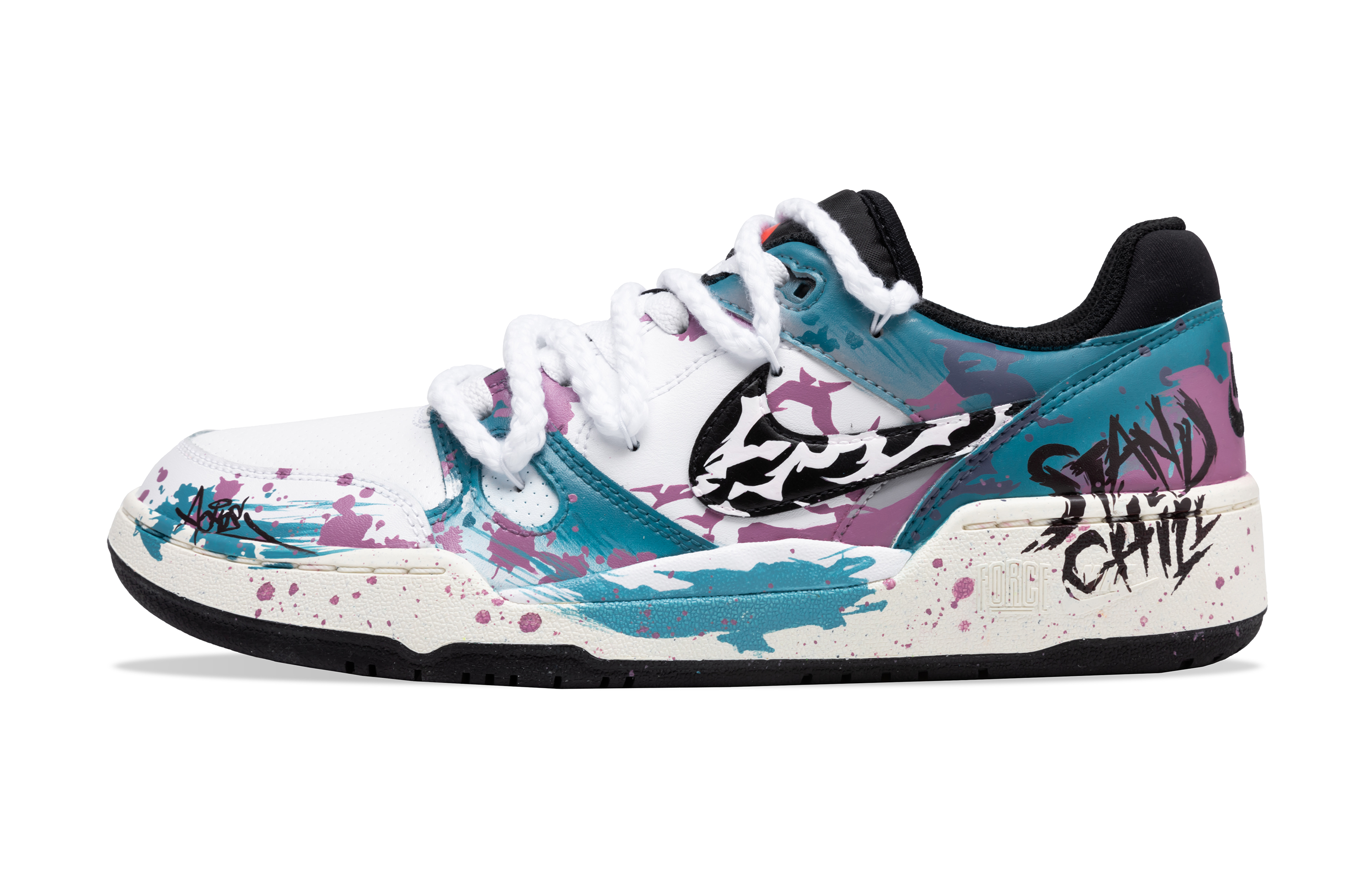 

Nike Износостойкие низкие кроссовки для скейтбординга Full Force, мужские, белые, фиолетово-синие