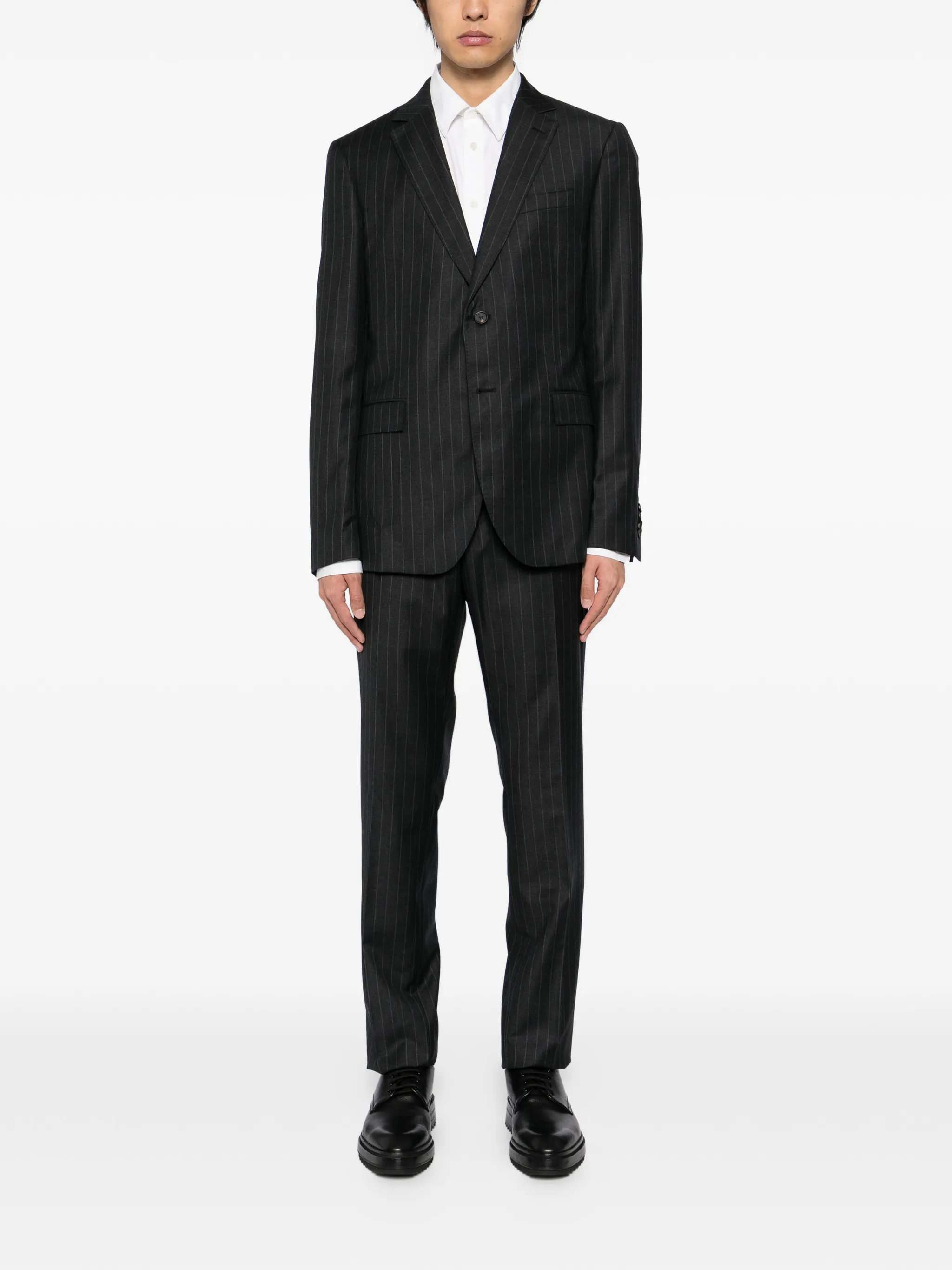 

Однобортный костюм в полоску Ferragamo, серый