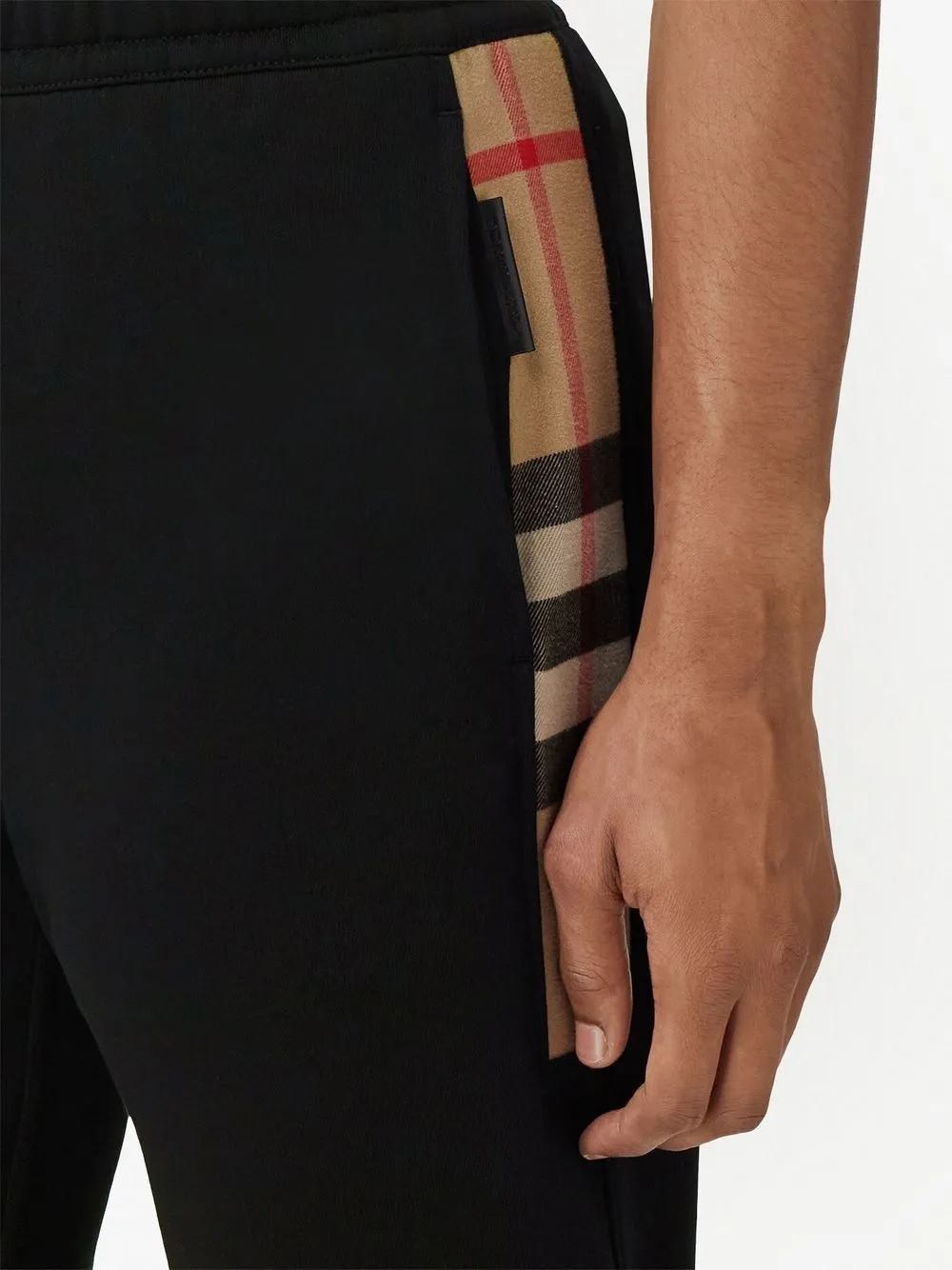 Спортивные брюки BURBERRY со вставками в клетку, черные — фото 2