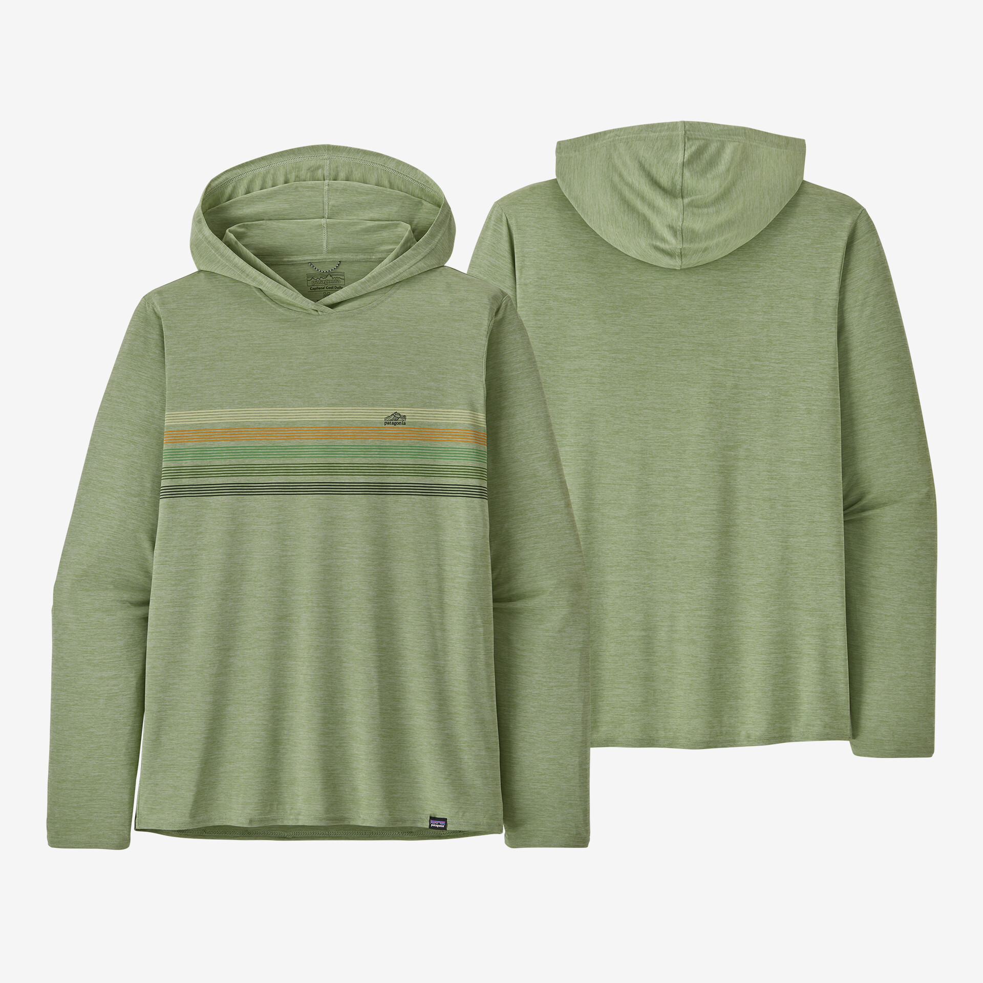 

Мужская толстовка с рисунком Capilene Cool на каждый день Patagonia, цвет Line Logo Ridge Stripe: Salvia Green X-Dye