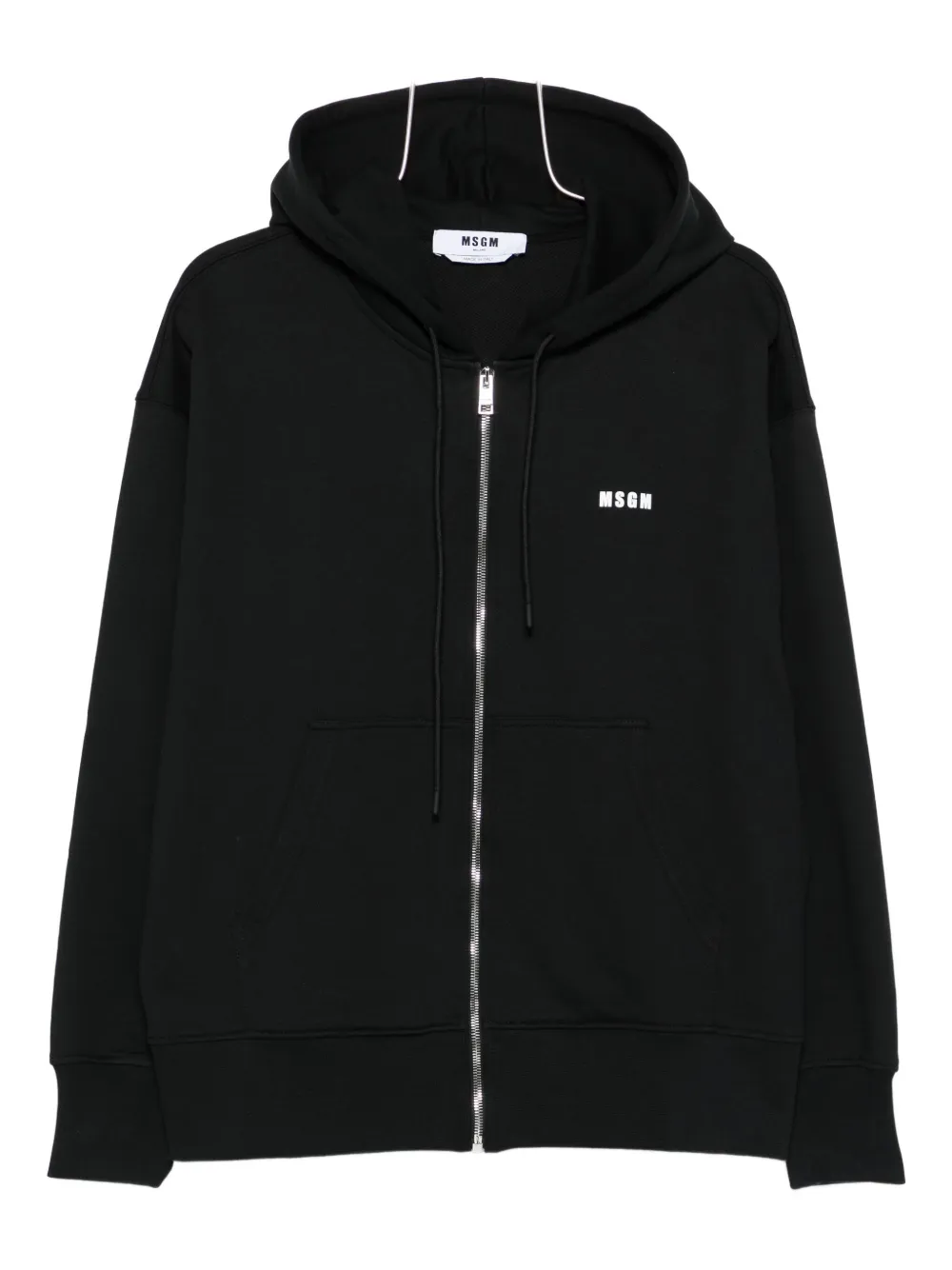 

Толстовка с капюшоном на молнии с логотипом MSGM, черный