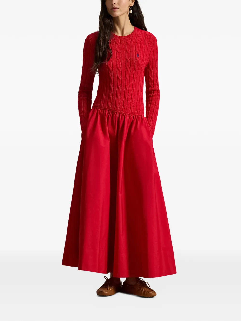 Платье макси фактурной вязки Polo Ralph Lauren, красный — фото 2