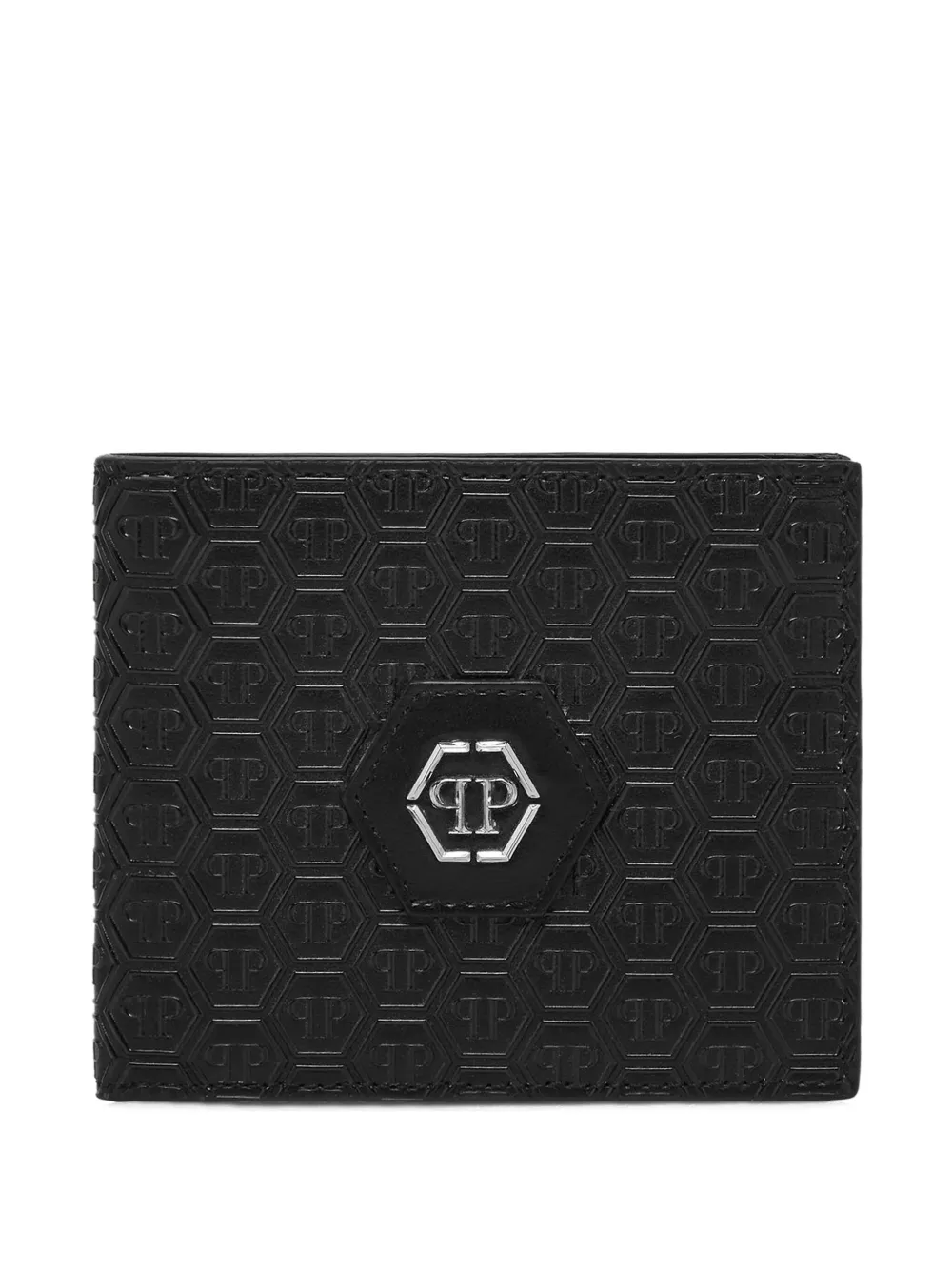 

Кожаный кошелек с гексагональным монограммным узором Philipp Plein, черный