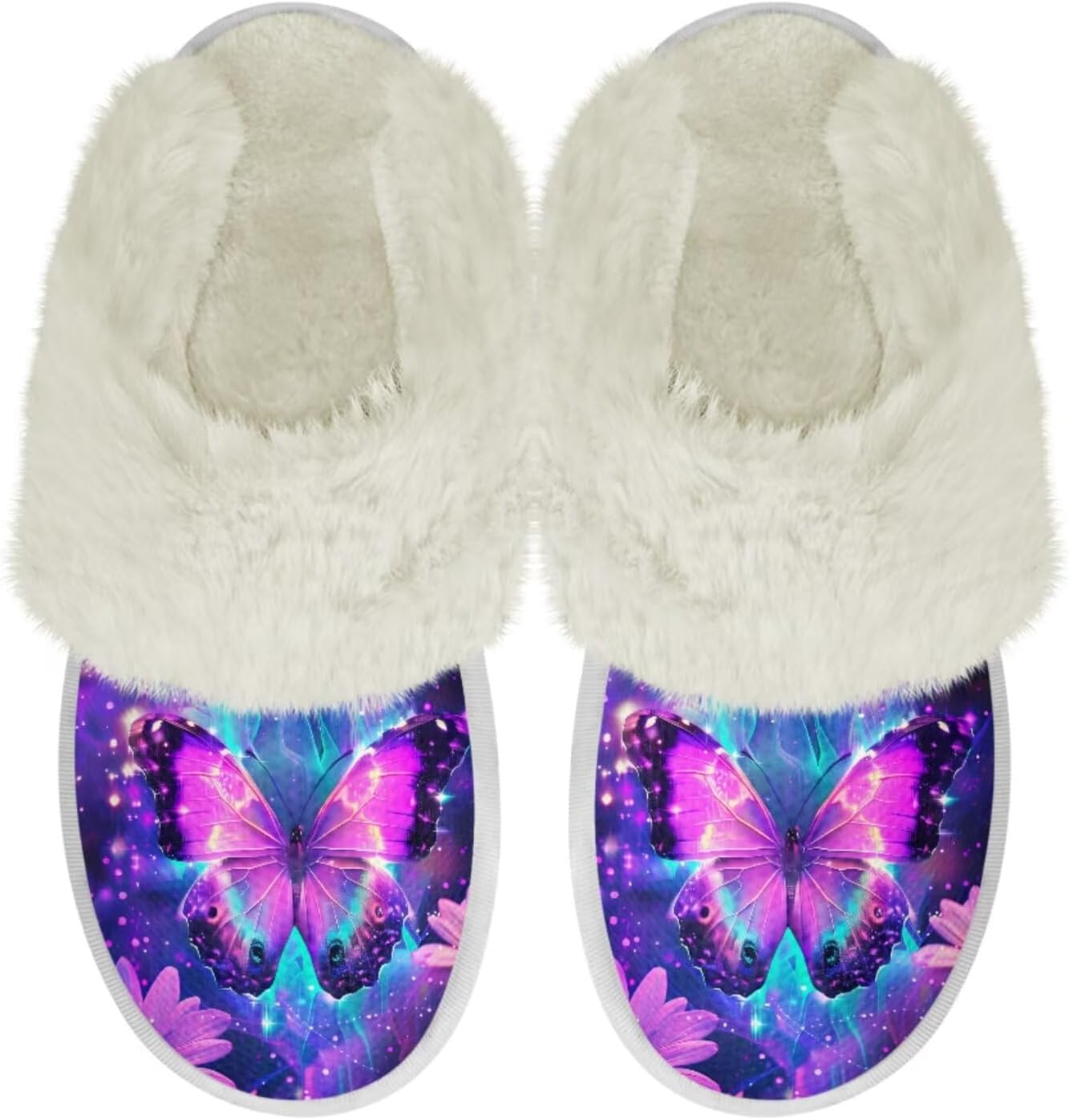

Унисекс пушистые тапочки мягкие уютные зимние домашние тапочки для женщин и мужчин, легкие тапочки для пары, теплые домашние обувь Chririnla, Galaxy Butterflies