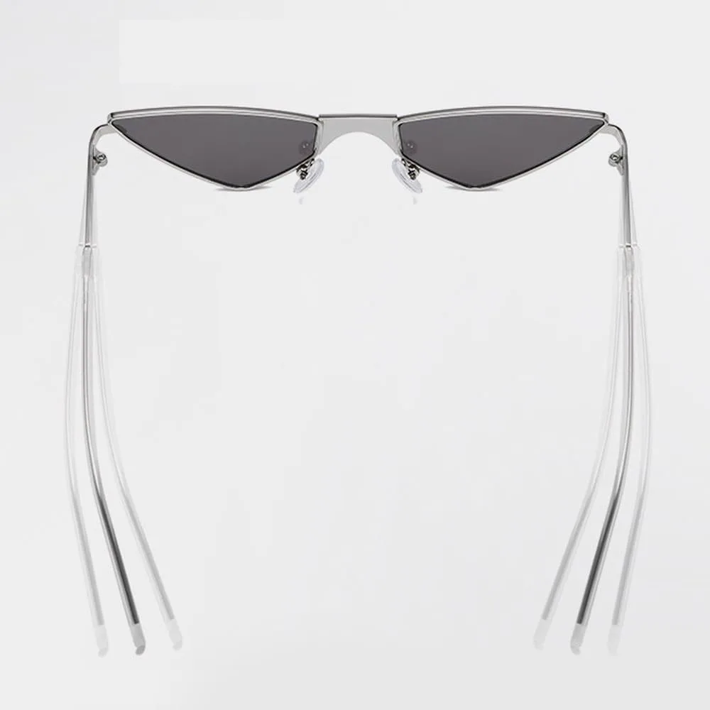 

Модные женские солнцезащитные очки «кошачий глаз», цветные, маленькие, из сплава, для женщин и мужчин, с защитой от ультрафиолета UV400 HHZZYVY, C2 Silver-black