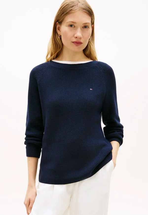 Джемпер тонкой вязки с вырезом-лодочкой Tommy Hilfiger, Dark Night Navy