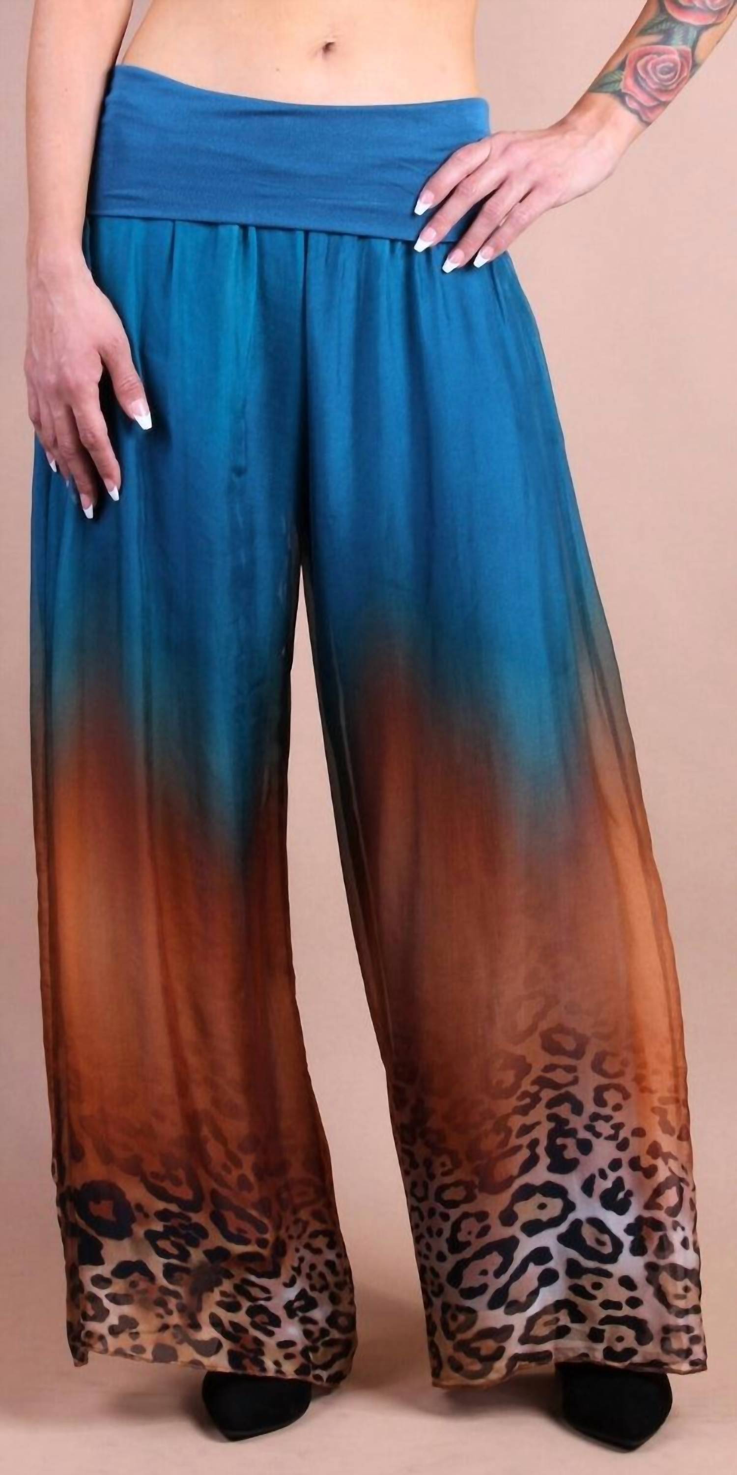 

Саванна Шелковые брюки в цвете морской волны GIGI MODA, Teal