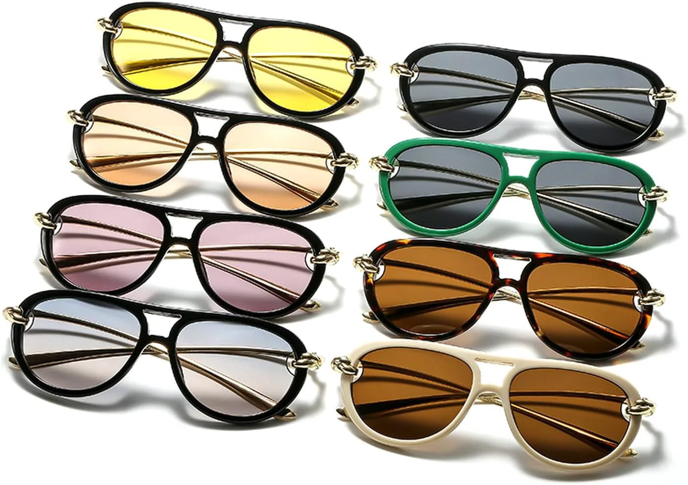 

Laureles Винтажные солнцезащитные очки «кошачий глаз» с двойным лучом, модные очки в стиле Y2k для женщин, черные, цвета шампанского, очки-пилот для мужчин, C6