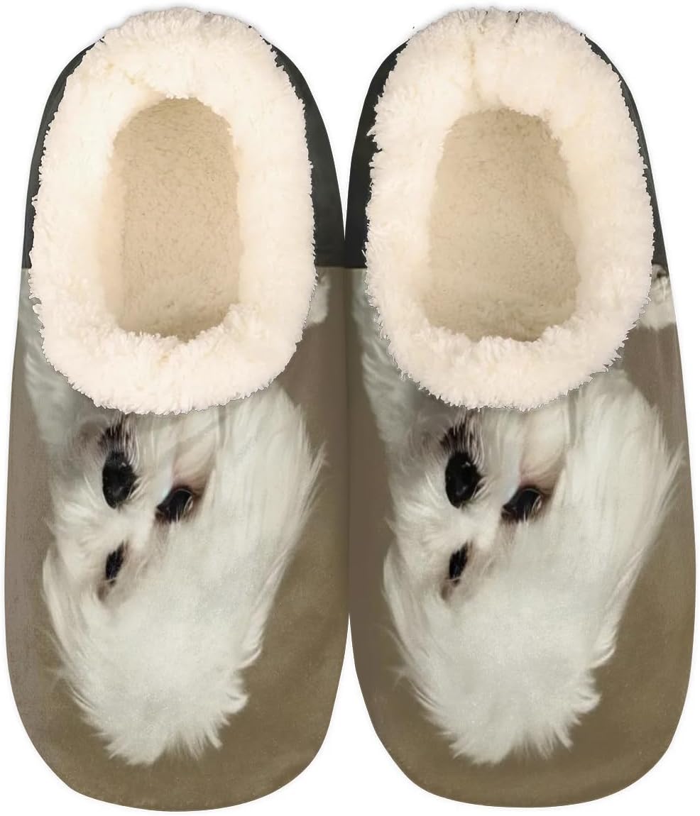 

Домашние тапочки для женщин и мужчин, мягкие пушистые уютные тапочки-носки с нескользящей подошвой для дома и улицы Yppahhhh, Dog Pattern