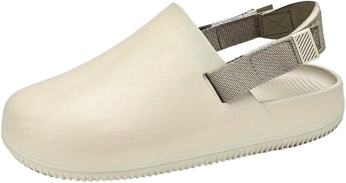 

Мужские сабо HoaloX из прочного нескользящего EVA однотонного цвета, с закрытым круглым носком, пляжные шлепанцы, для дома и повседневного использования на улице, хаки