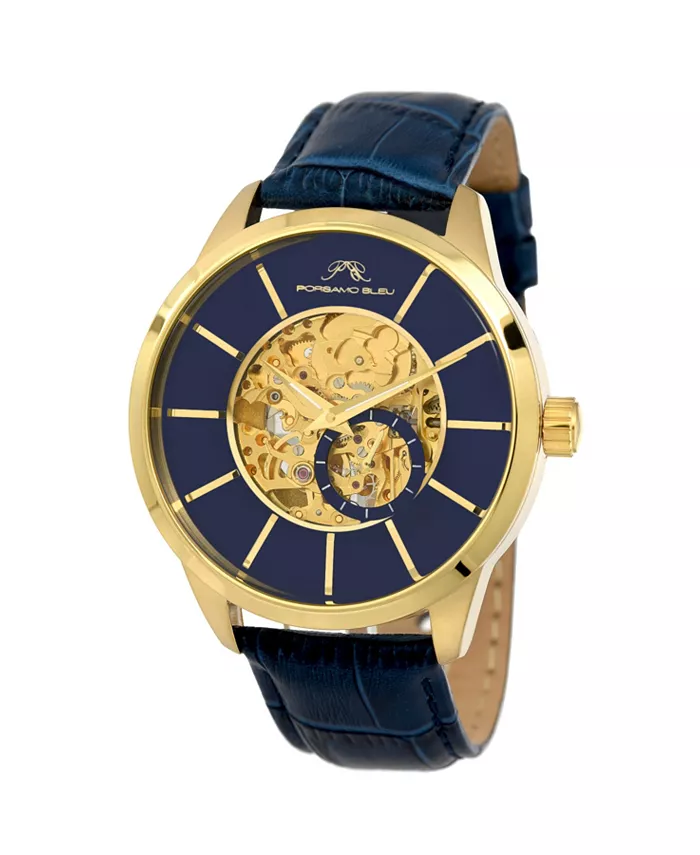 

Мужские часы Cassius Automatic с кожаным ремешком 802BCAL Porsamo Bleu, синий