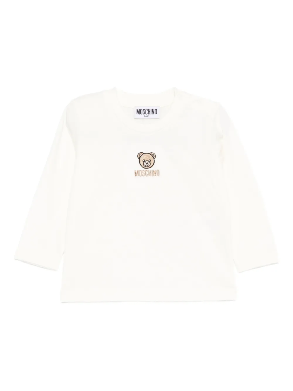 

Футболка с длинными рукавами и вышивкой Moschino Kids, белый