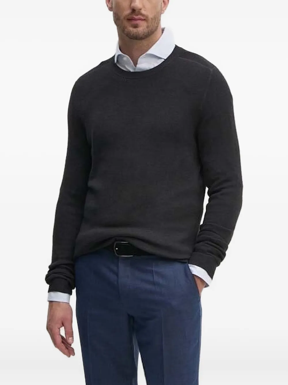 

Свитер с круглым вырезом фактурной вязки Joop!, синий