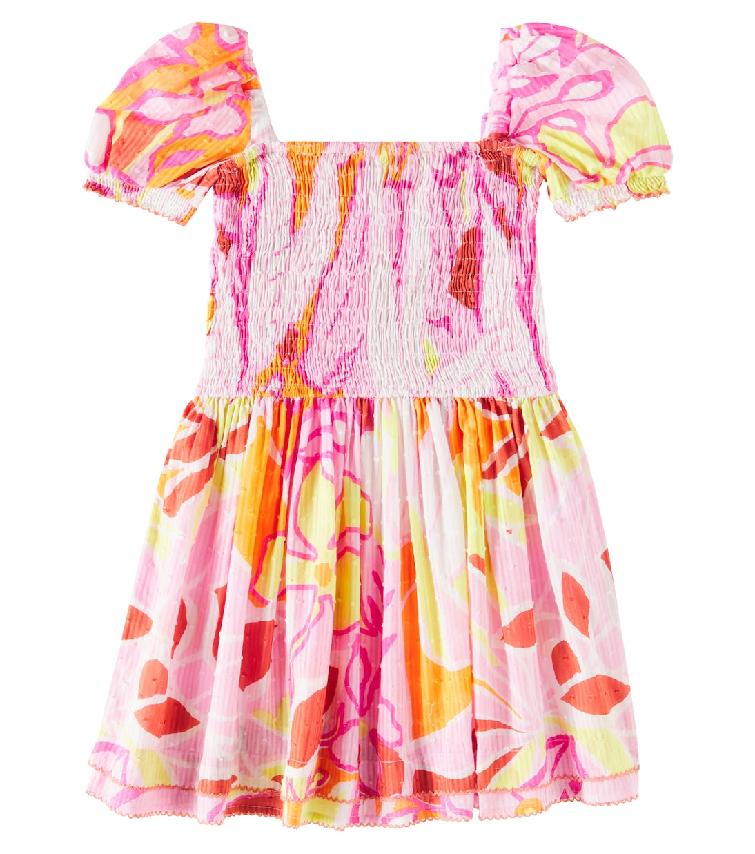 

Платье Bertha из плиссированного хлопка Poupette St Barth Kids, Pink Macro Lilium