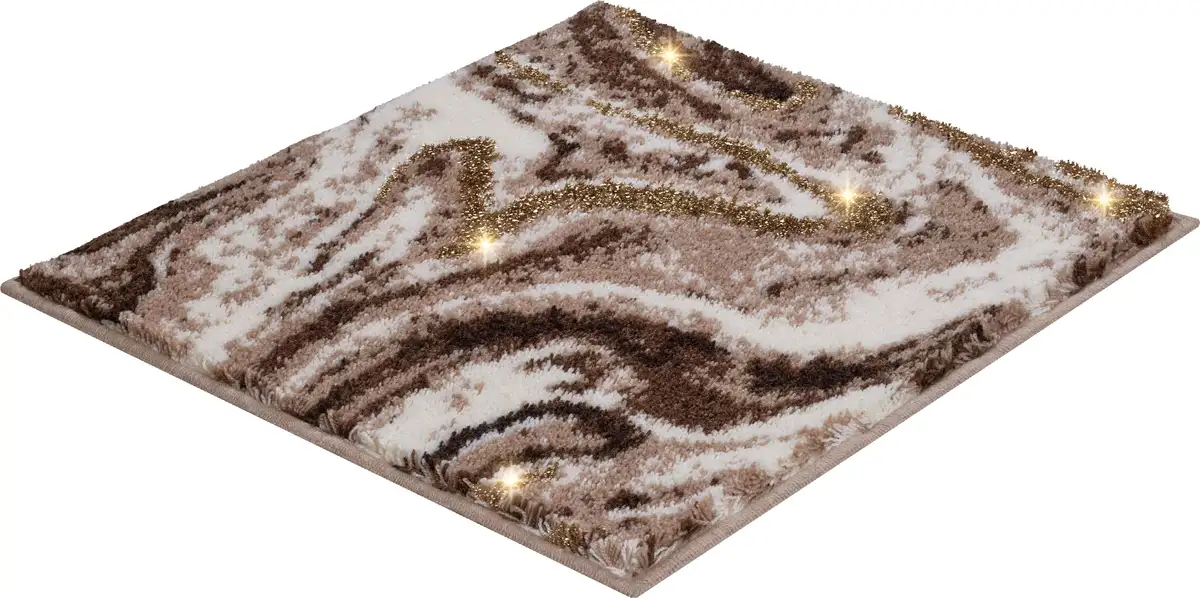 

Коврик для ванной Leonique "Gloria" прямоугольный (80х150 см), песочный/золотой