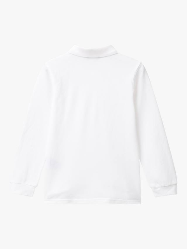 Детская хлопковая поло с длинными рукавами Benetton, Optical White — фото 2