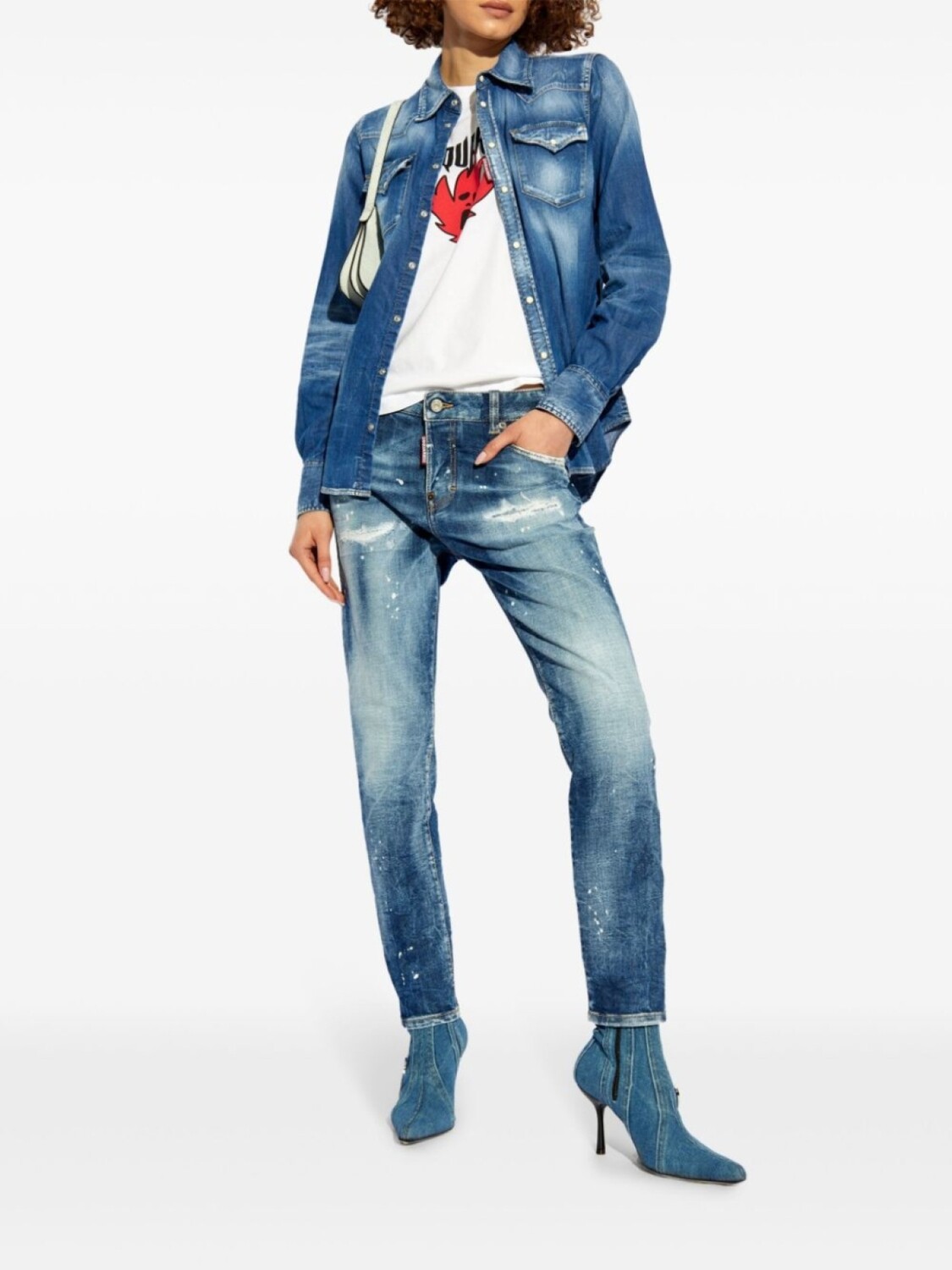 

Dsquared2 джинсовая рубашка с рваными деталями в стиле вестерн, синий