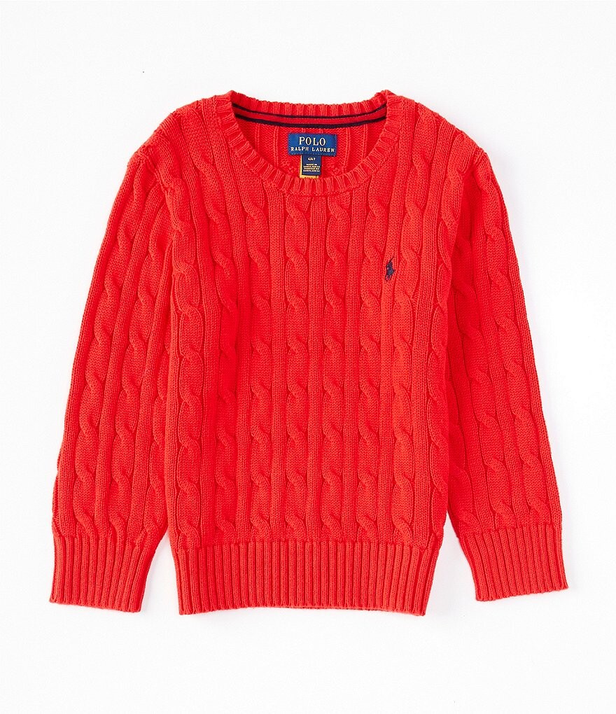 

Свитер хлопковой вязки с длинными рукавами Polo Ralph Lauren Little Boys 2T-7, красный