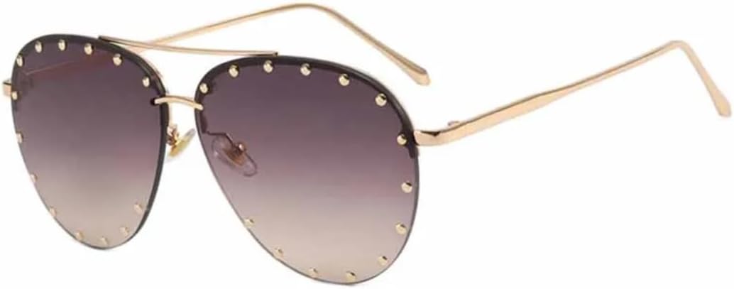 

Женские солнцезащитные очки с металлическими заклепками, роскошные очки, стильные солнцезащитные очки для женщин с защитой от УФ-излучения UV400 VVTWSSW, Gold Gradient Gray