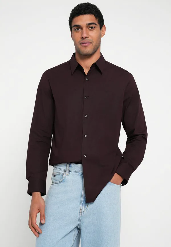 Классическая рубашка из цельного куска ткани Calvin Klein, Mocha Brown — фото 4