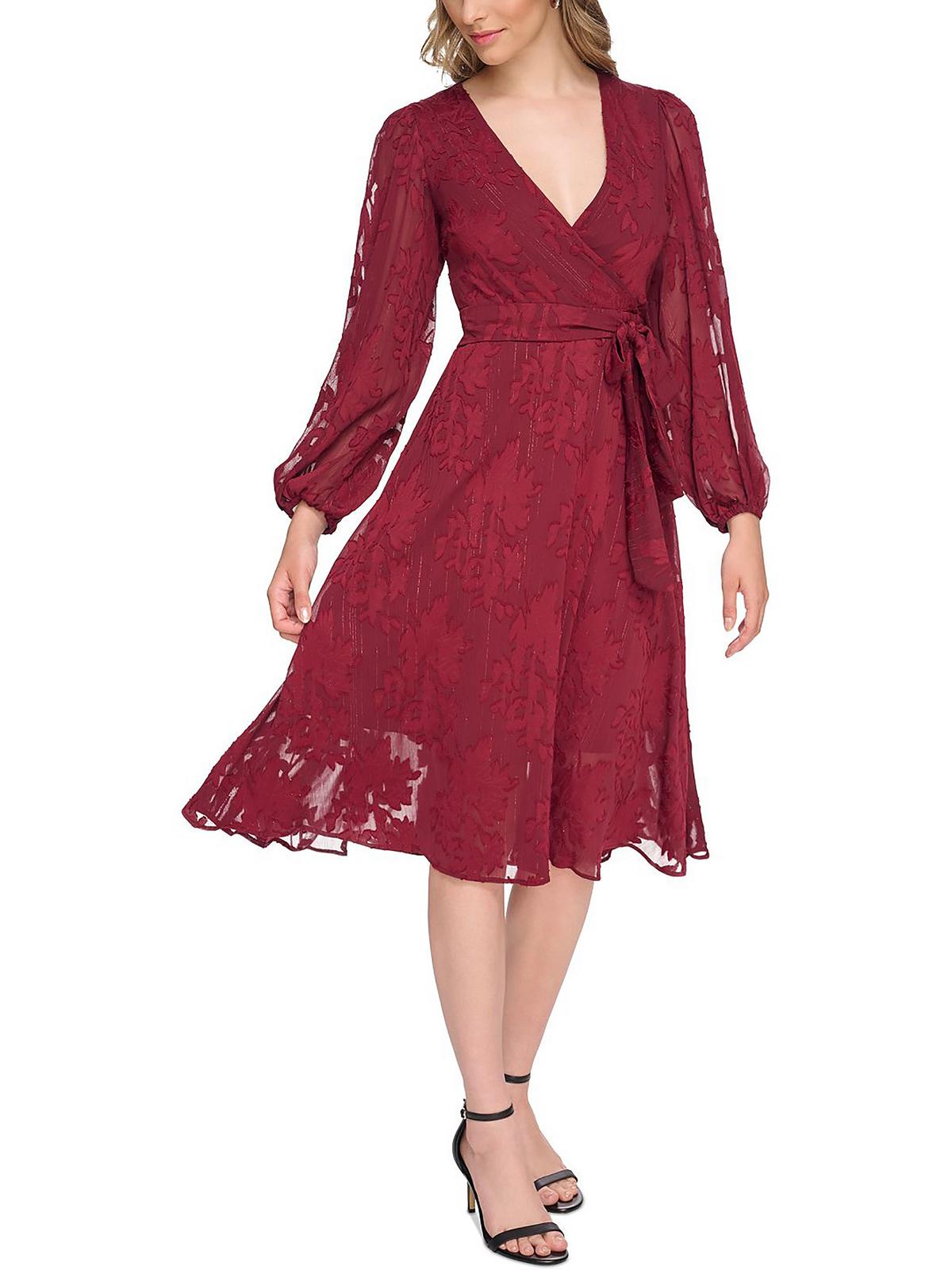 

Женское шифоновое платье с расклешенным кроем Kensie Dresses, цвет burgundy