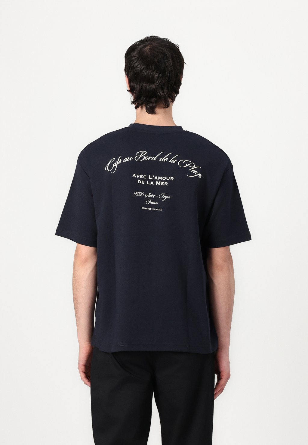 

Футболка с принтом SLHLOOSEOSCAR GRAPHIC O NECK TEE Selected Homme, темно-синий