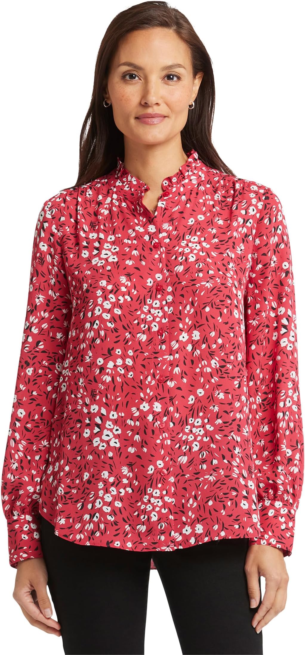 

Блуза NYDJ Ruffle Neck Blouse, Cherry Creek