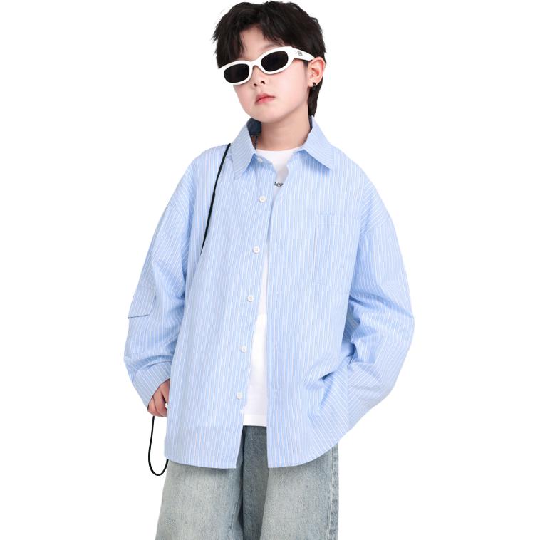 

Детская повседневная рубашка с лацканом Lapel Moderate EASTERN CAMEL, синий stripes pattern