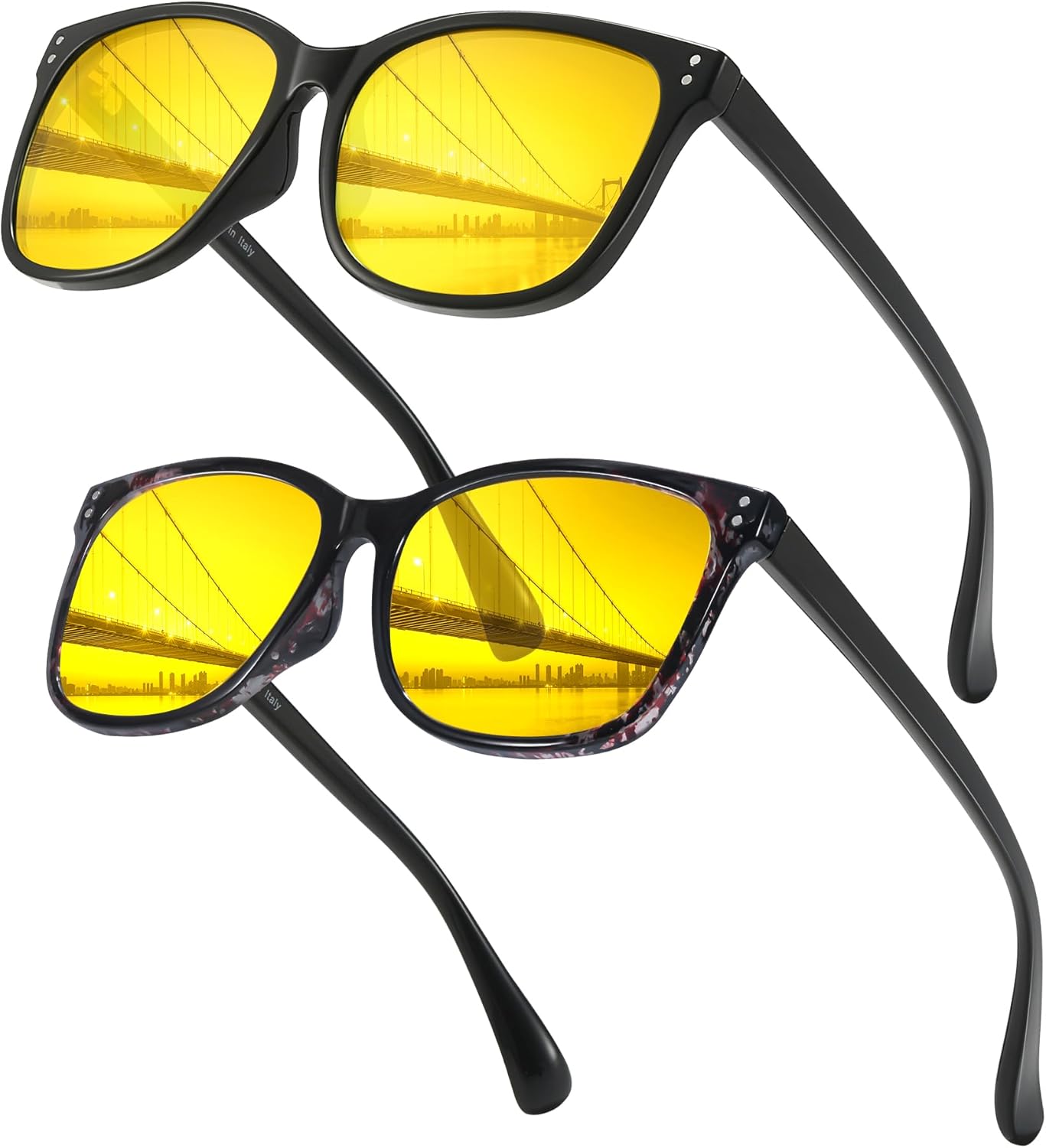 

Очки для вождения в ночное время LVIOE для женщин и мужчин, антибликовые очки ночного видения с поляризованными желтыми линзами для защиты от УФ-излучения UV400, A07 Black Frame/Night Vision+balck Floral Frame/ Night Vision