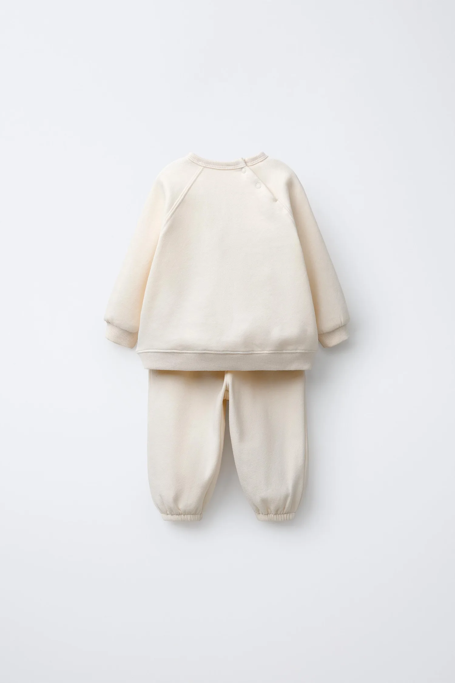 Базовый комплект: толстовка и спортивные штаны Zara, экрю — фото 2