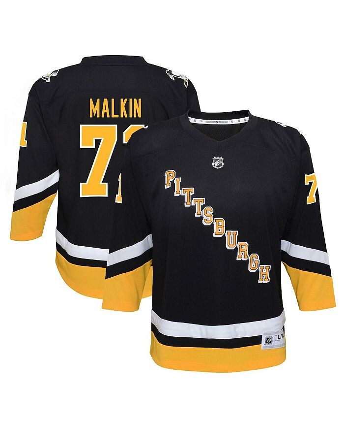 Джерси Big Boys Evgeni Malkin Black Pittsburgh Penguins 2021/22, альтернативная реплика игрока Outerstuff, черный — фото 2