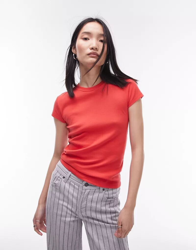 

Красная повседневная удлиненная футболка Topshop