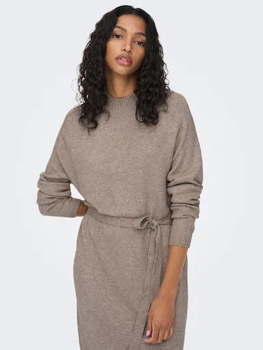 

Only трикотажное платье "ONLLEVA L/S BELT DRESS EX KNT", бежевый