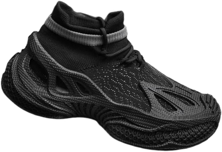 

Мужские дышащие вязаные спортивные кроссовки - всесезонные кроссовки с толстой подошвой и модным дизайном Hoalox, черный