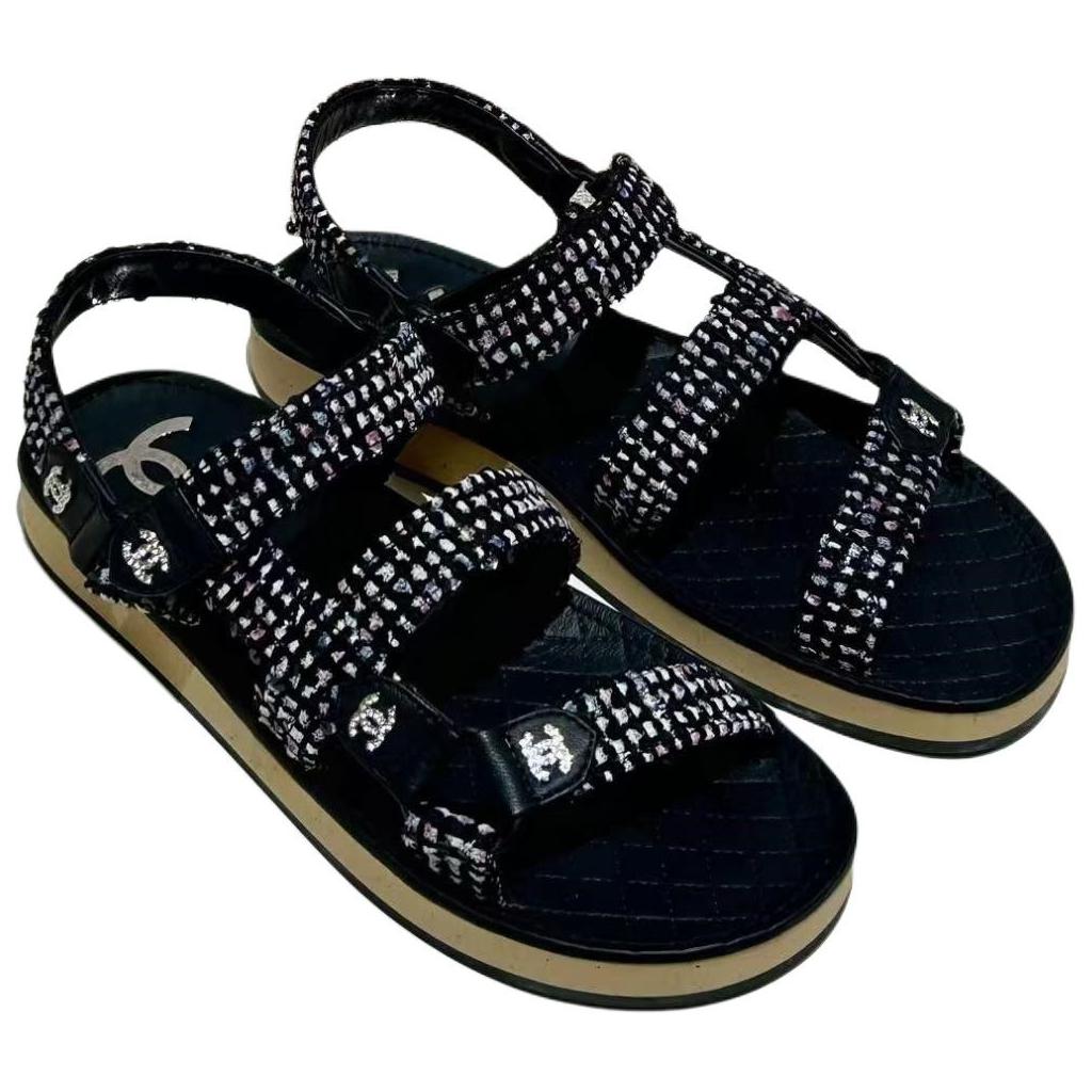 Chanel 23P SS Сандалии на одной лямке, женские, черный — фото 4