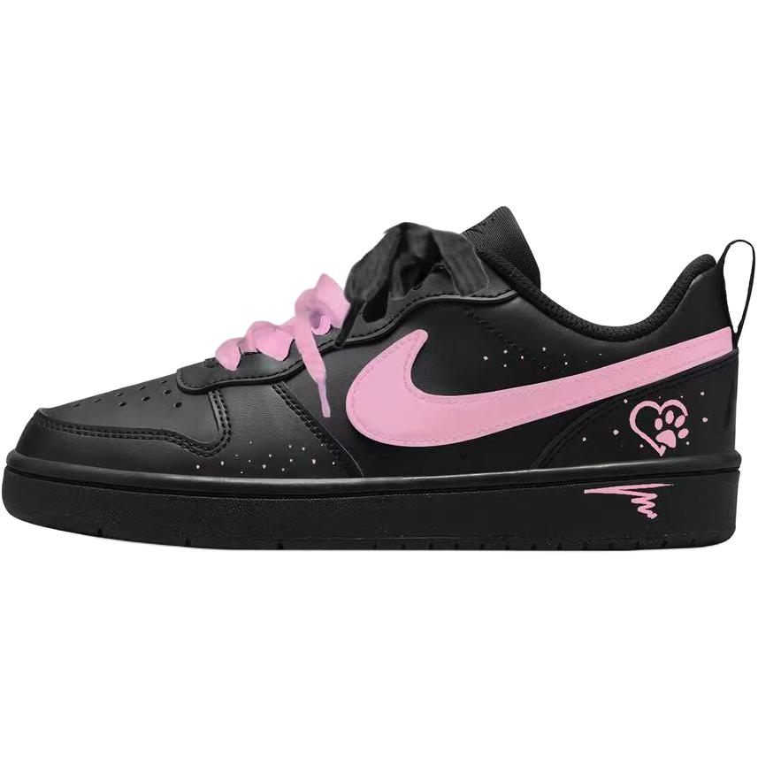 

Nike Кроссовки для скейтбординга Court Borough Cat Paw с защитой от ударов и истирания, низкие, детские, Black Pink, unisex