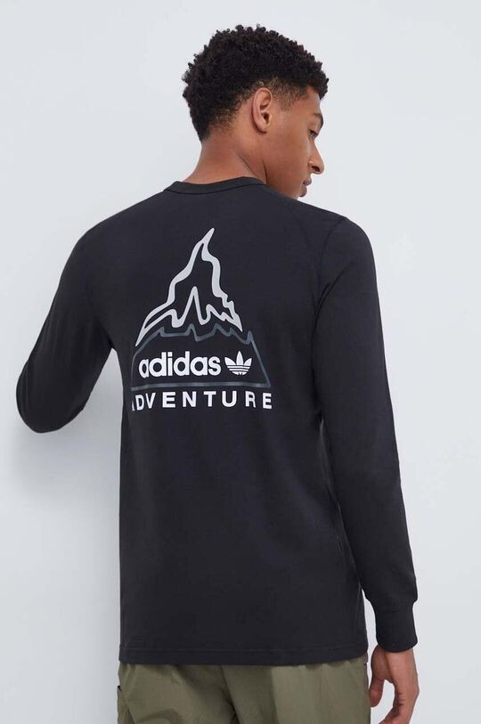 

Хлопковый топ с длинными рукавами adidas Originals, черный