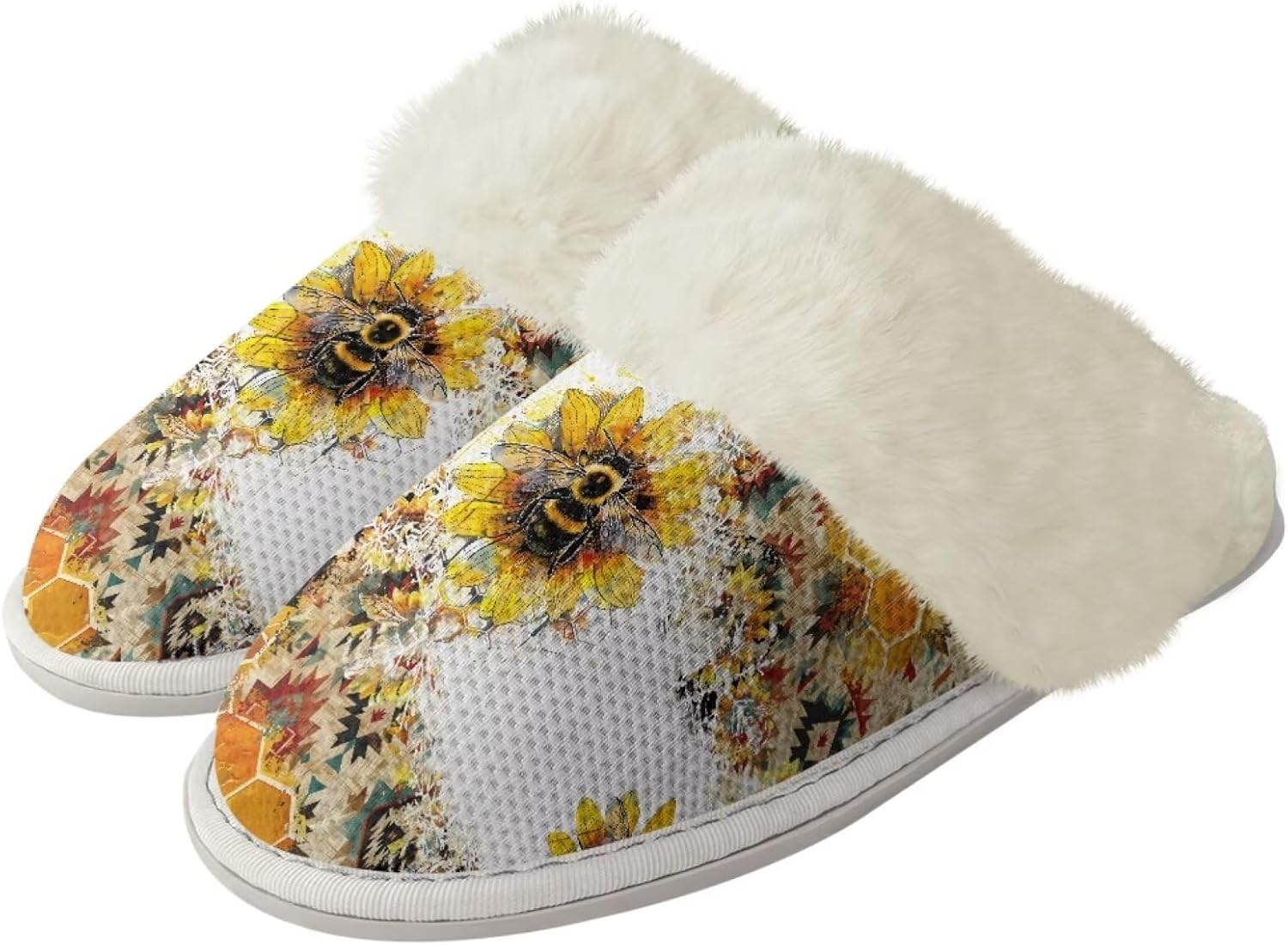 

Домашние тапочки Forchrinse в стиле мультяшного Санта-Клауса для мужчин и женщин, мягкие и комфортные, рождественские, легкие, пушистые, с эффектом памяти, удобные для дома, Sunflower Bee