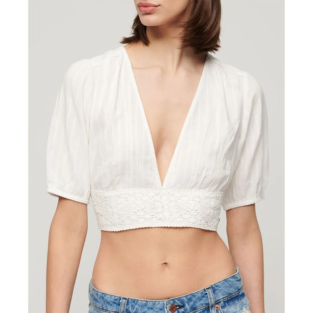 

Футболка Superdry Ibiza Lace Trim, бежевый
